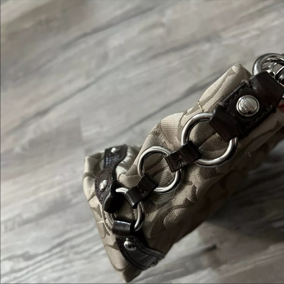 Vtg Coach Carly Signature Top Handle Bag Khaki - Picture 6 of 8